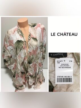 🆕LE CHATEAU - O/S - NWT - PALM LEAF RUANA / KAFTAN / SHAWL CARDIGAN